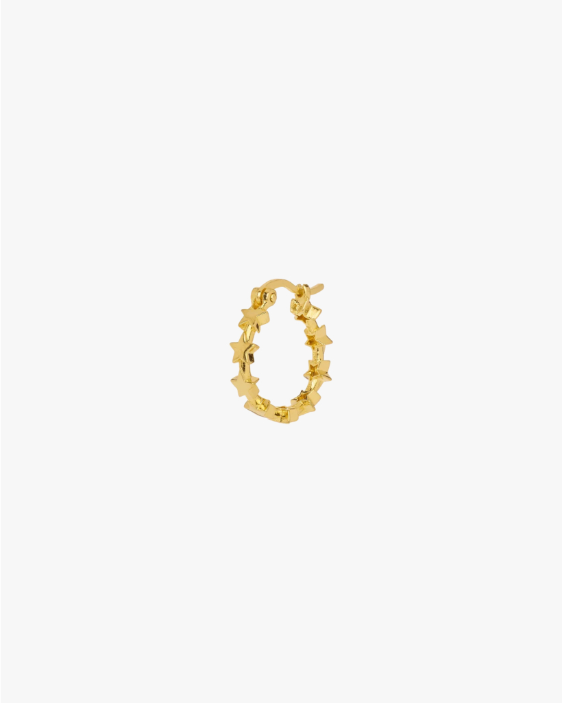 Single Stars Align Gold-Plated Hoop Earring