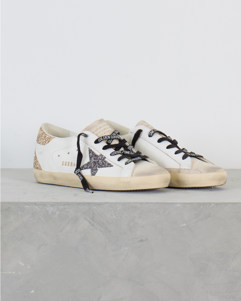 Super Star Sneaker with Glitter Star and White Heel