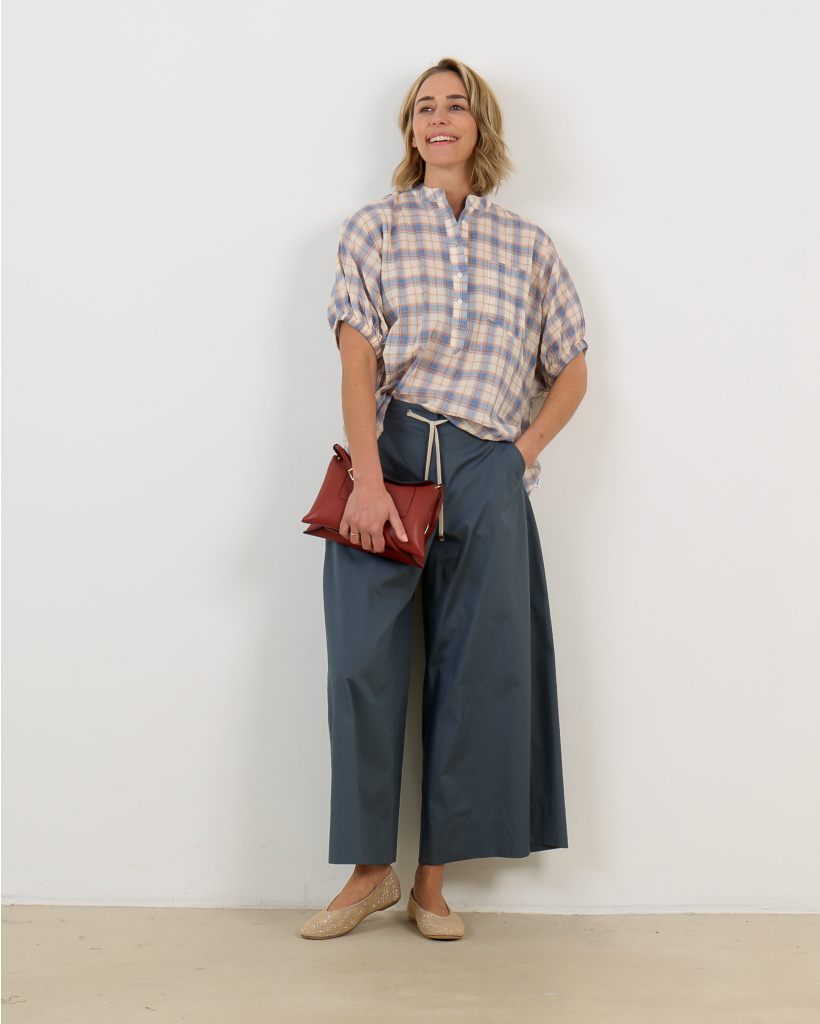 Blue Long-Sleeved Blouse