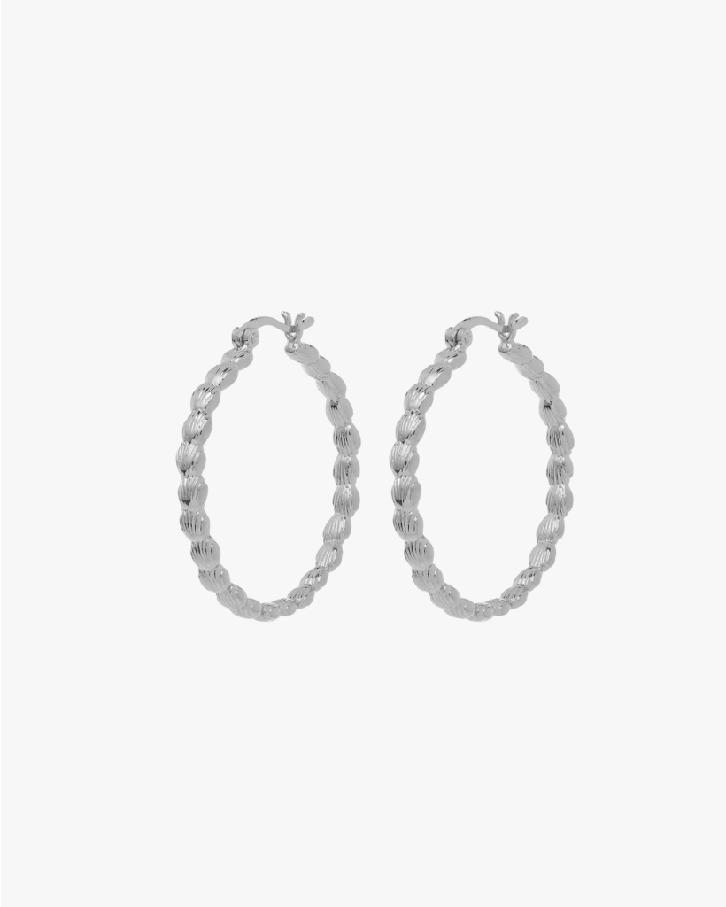 Large Madeleine Hoop Earrings Silver
