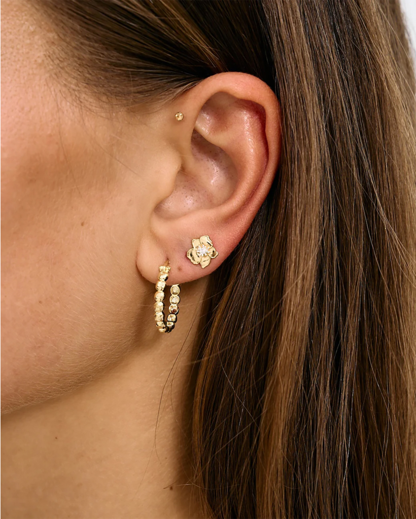 Single Fiorita Gold-Plated Stud