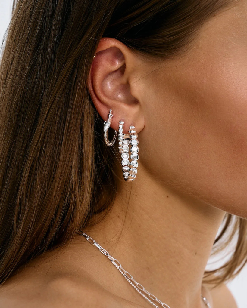 Isola Bird Hoop Earrings Silver