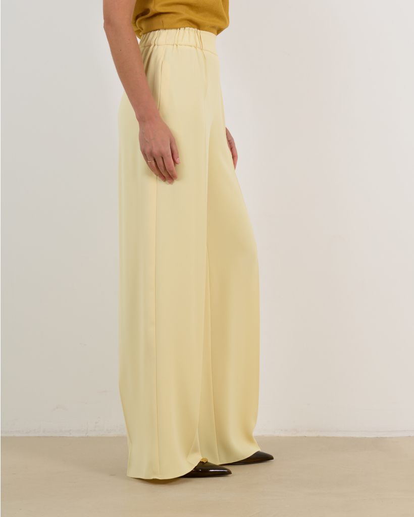 Extra Crêpe Wide-Leg Trousers Light Yellow