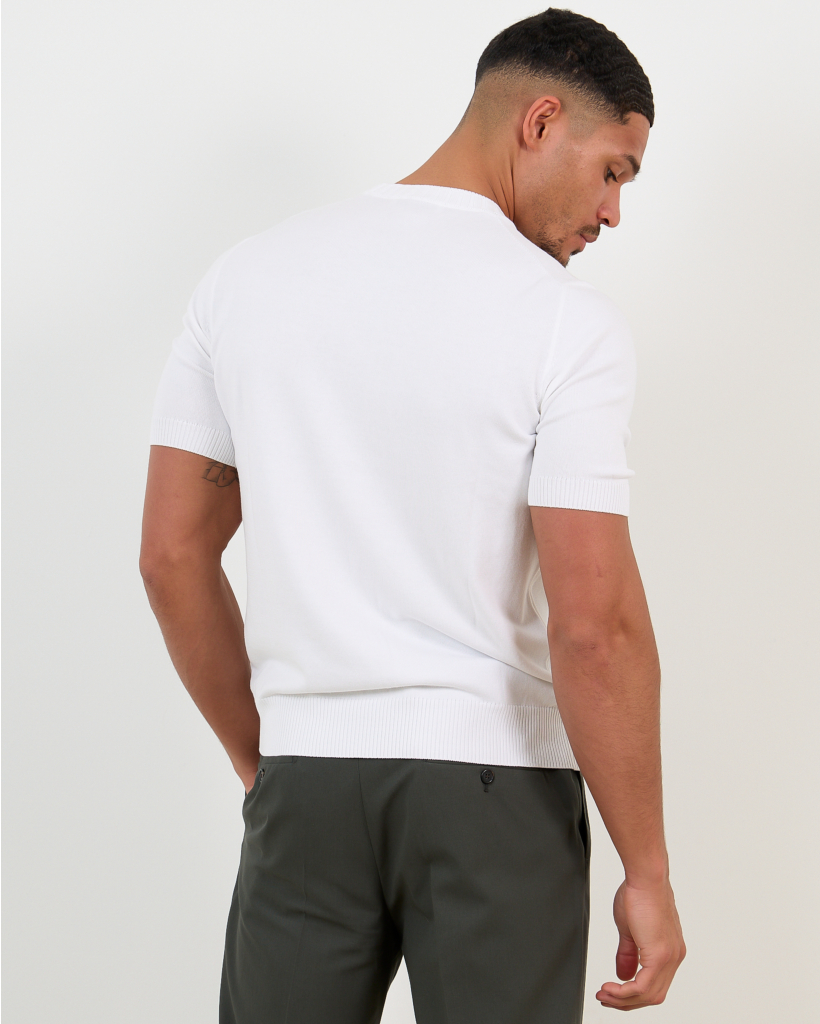 White crew-neck pullover