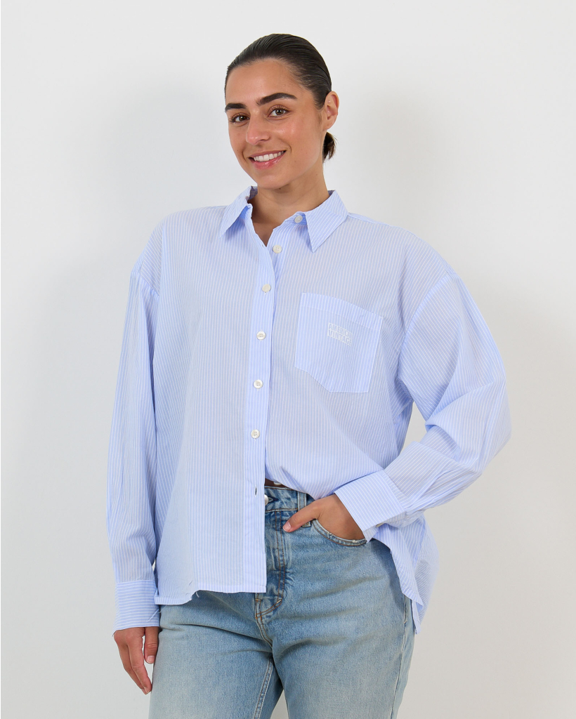 Eluabird Striped Shirt Blouse Blue