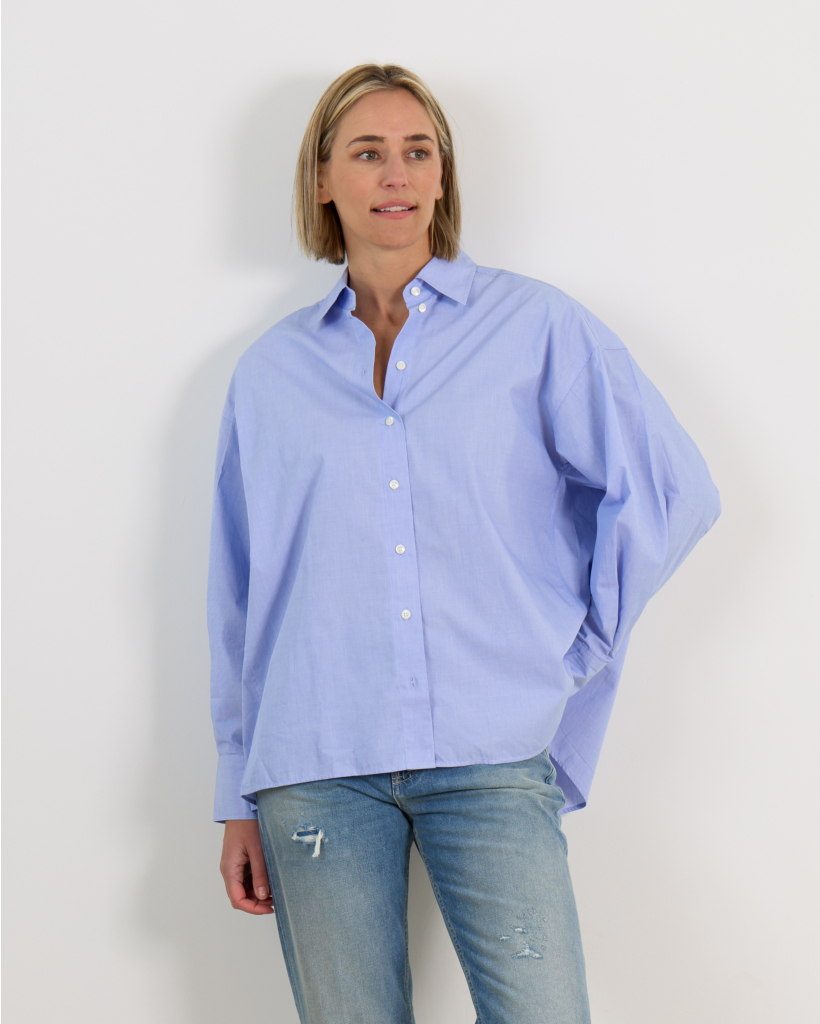 Blue Long-Sleeve Blouse