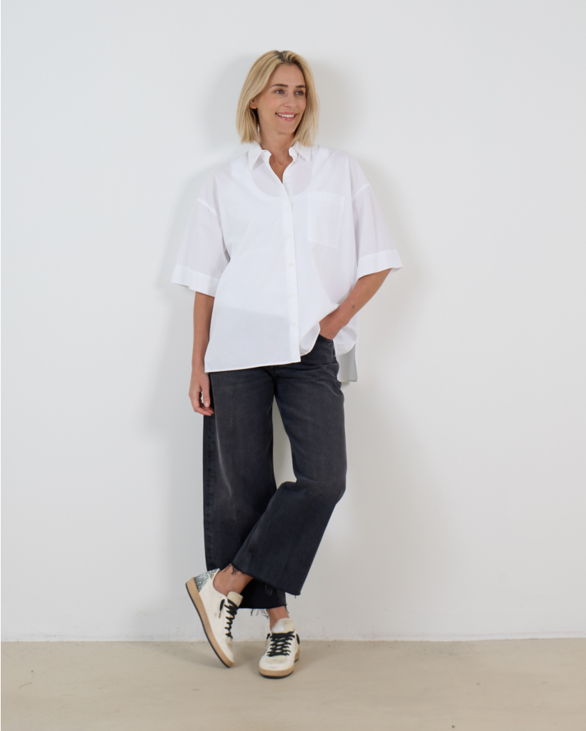 Ayla Raw Hem Crop in Bronson Black