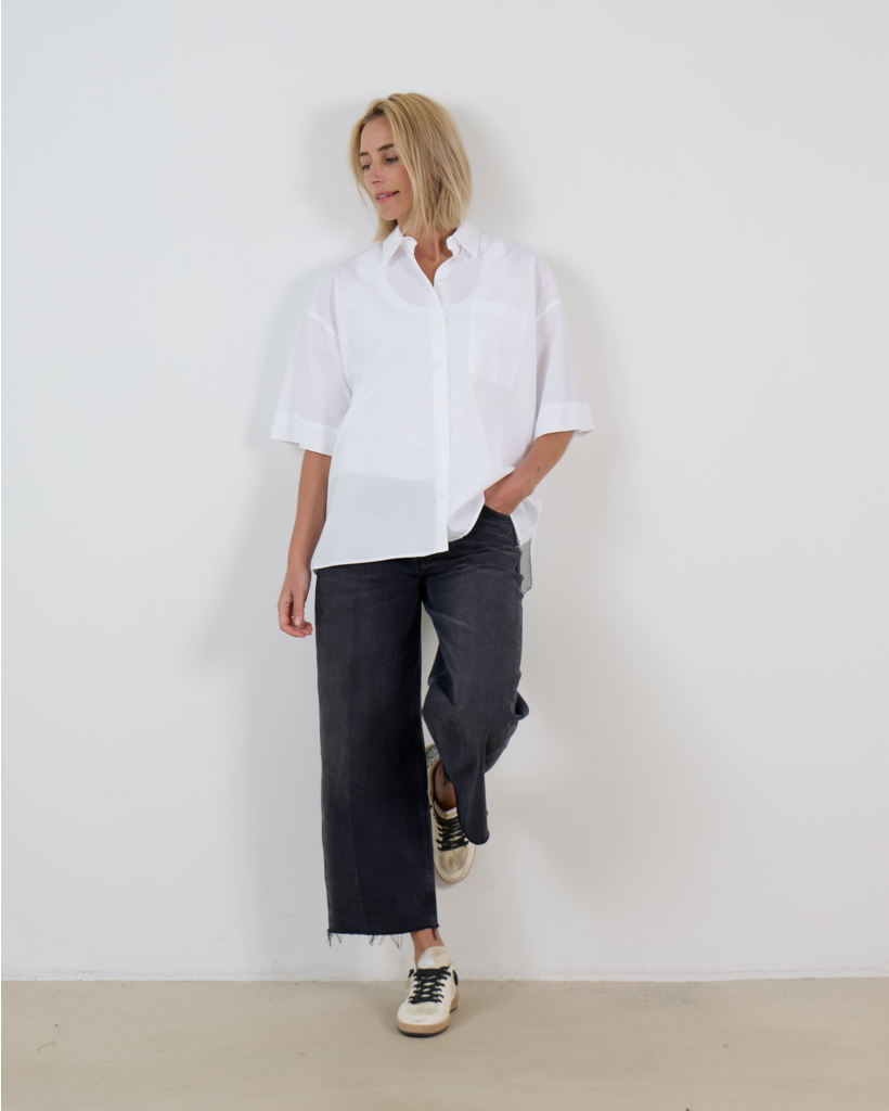 Velmira Sheer Short-Sleeved Blouse White