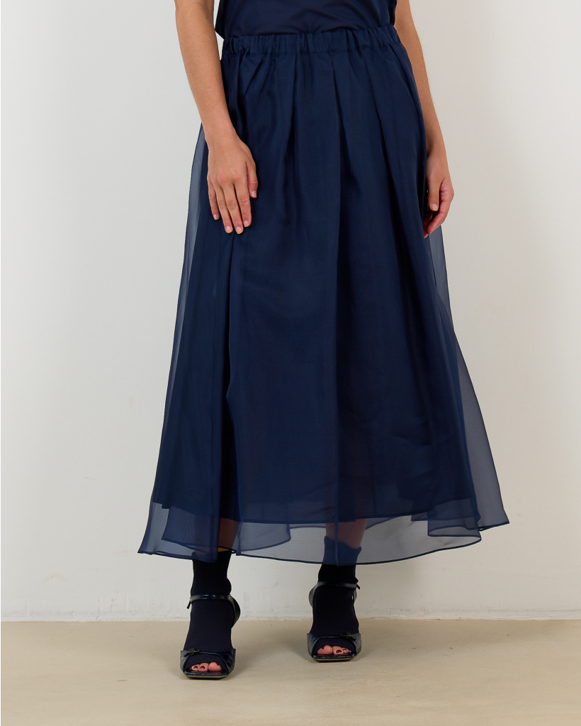 Sheer Maxi Skirt Dark Blue