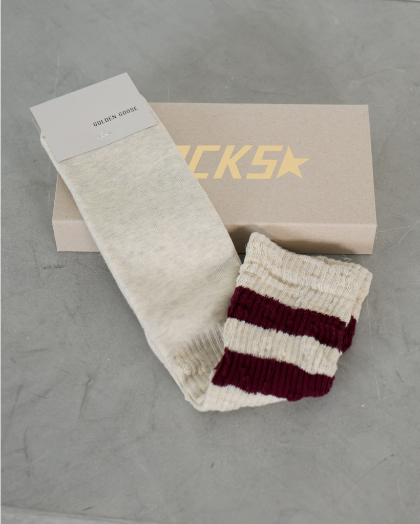 High Ribbed Socks with Stripes - Grey