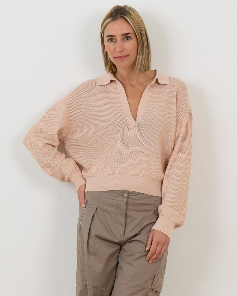Jorgia Pullover Long Sleeve V-Neck Blush