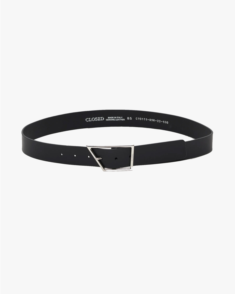 Leather belt Black/Silver