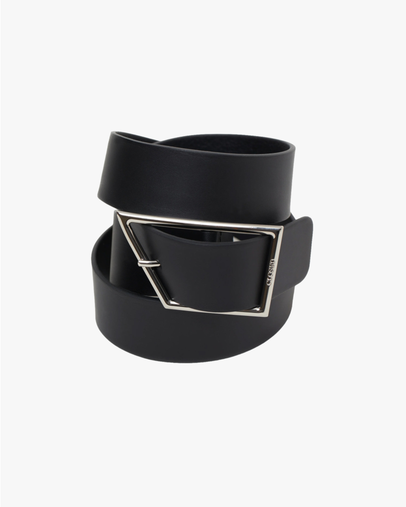 Leather belt Black/Silver
