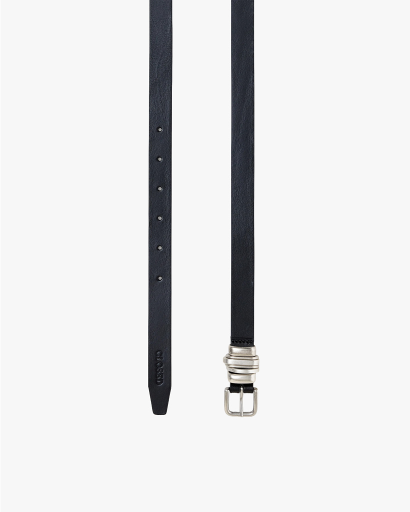 Leather Belt Black Silver