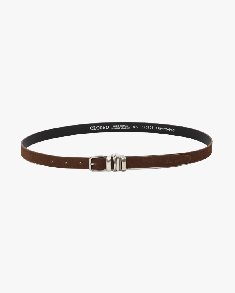Leather Belt Mahogany Brown/Silver