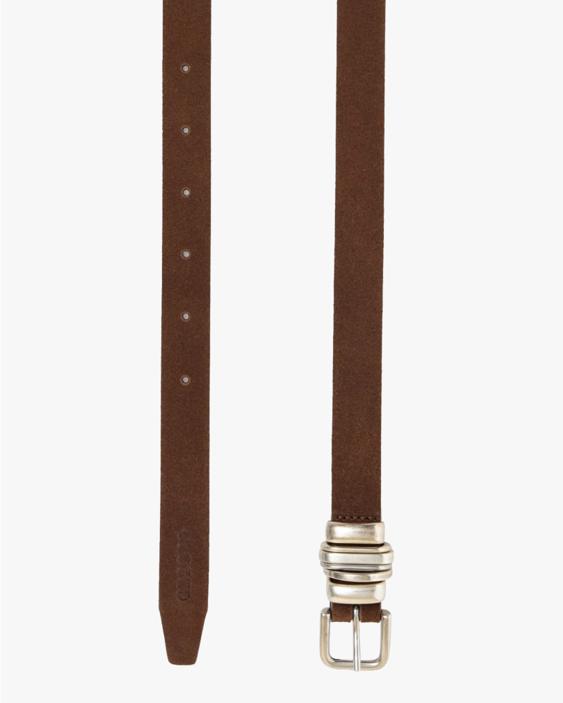 Leather Belt Mahogany Brown/Silver