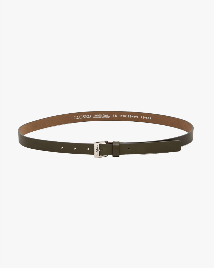Leather Belt Cypress Green/Silver