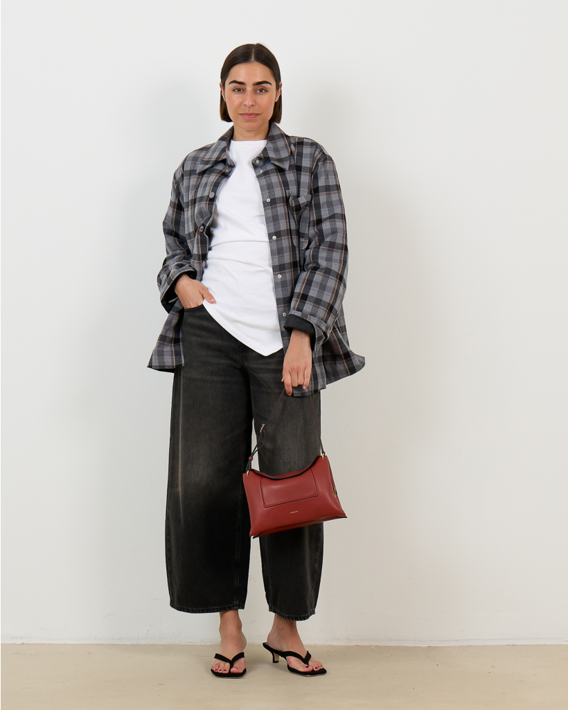 Biana Padded Checked Shacket Grey