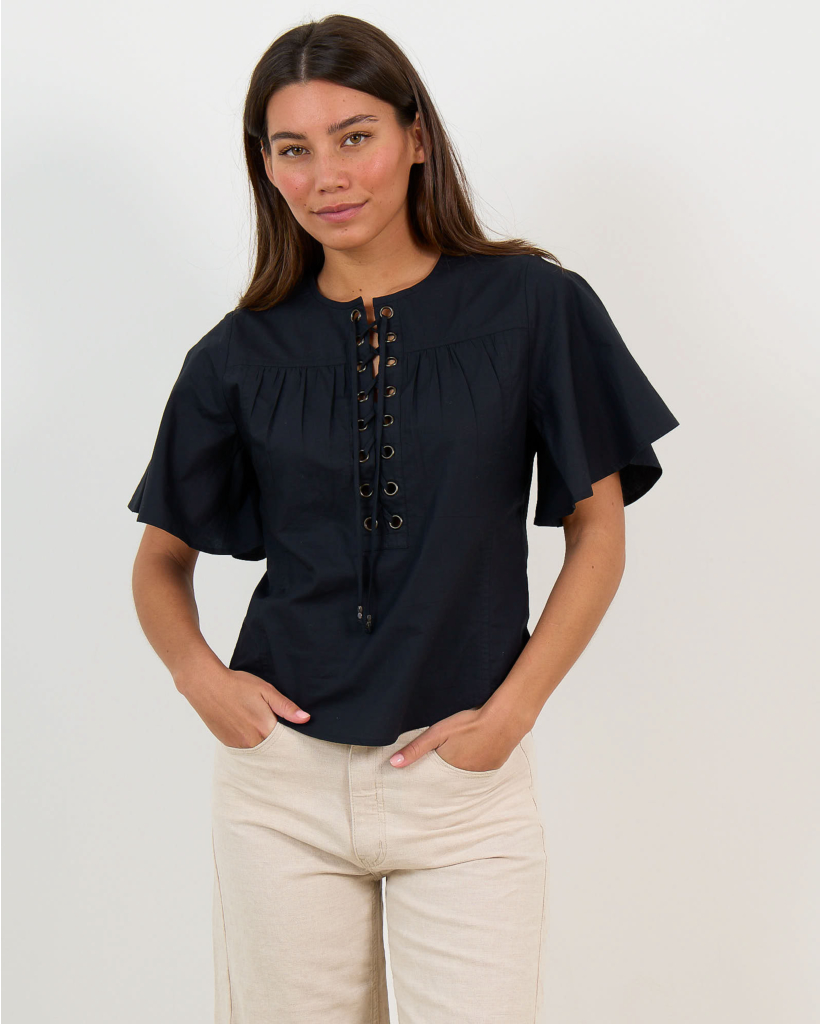 Dianga Blouse Short Sleeve Black