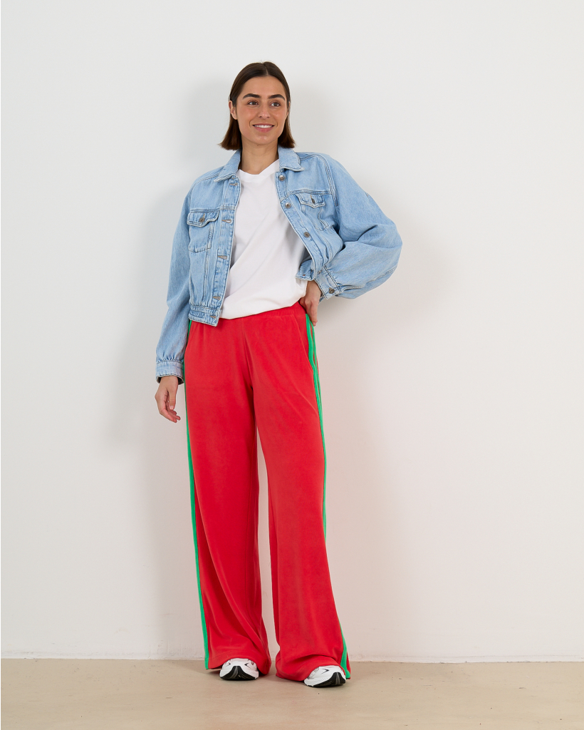 Jolie Terry-Cloth Sweatpants Red Green