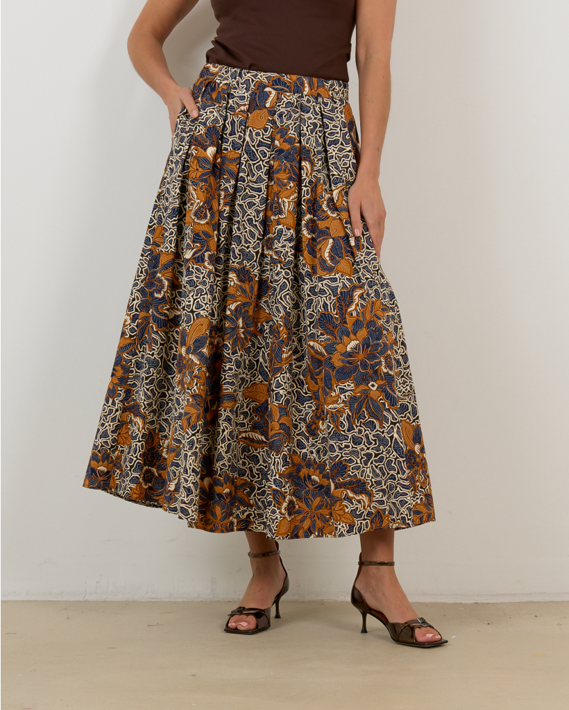 Midi Skirt Multi-Colour Print