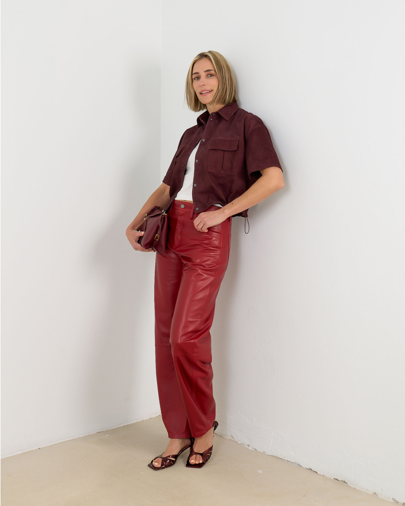 Judith Red Leather Trousers