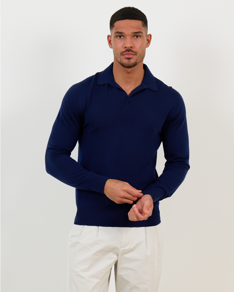 Navy Blue Polo Sweater