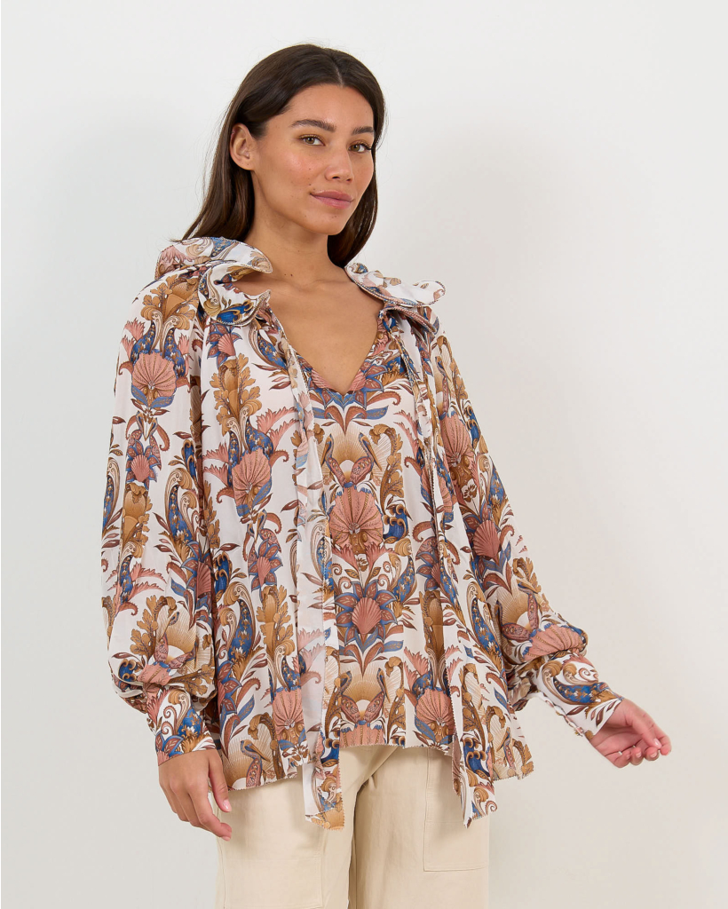 Sea Garden Ruffled Blouse Off-White