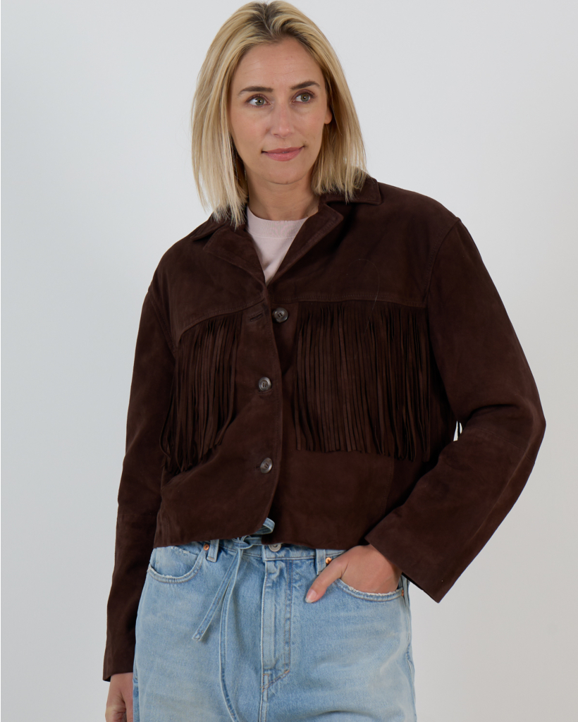 Darcy Suède Jack met Franjes Donker Bruin 
