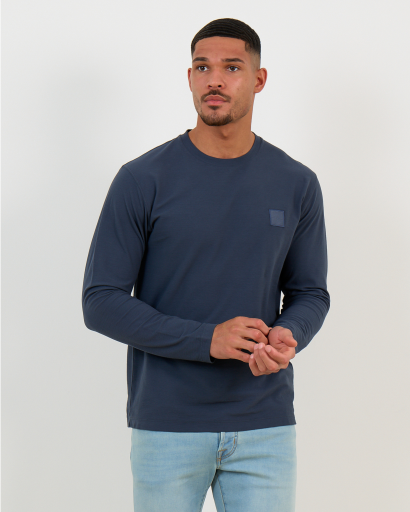 2100024 Ghost Slim-fit Long-sleeve T-shirt with Logo Blue