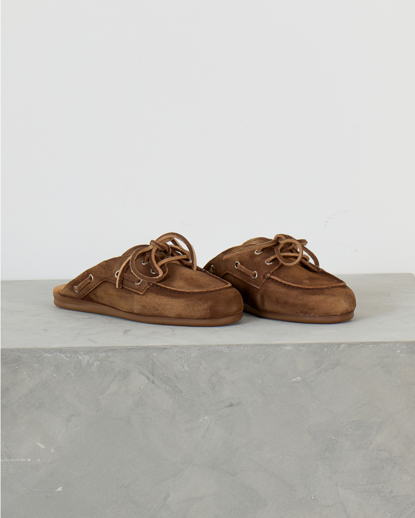 Dark Brown Boat Loafer Mule
