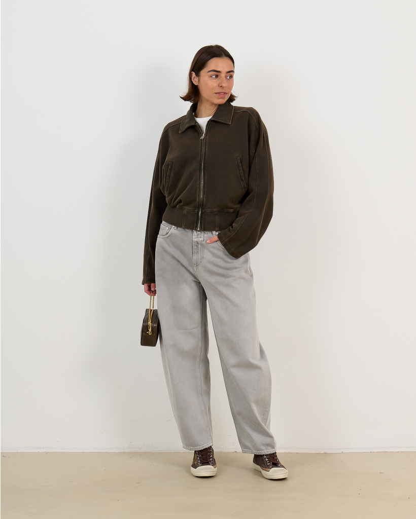 Jazzy Cropped Barrel Jeans Grey