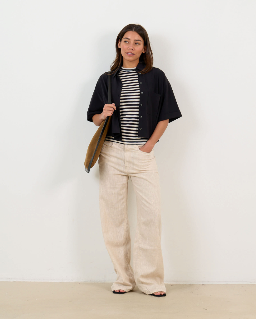 Skater Linen-Blend Trousers Beige