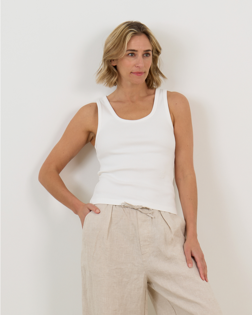 Ivory Ribbed Tank Top