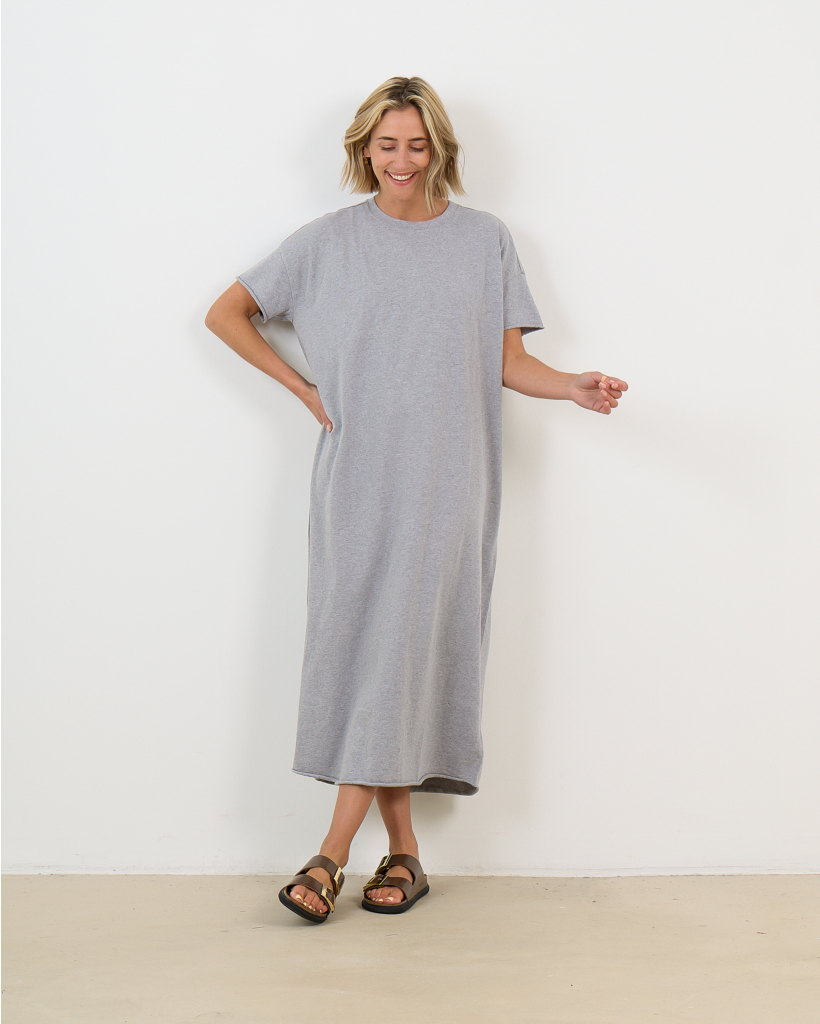 Gigi Maxi T-shirt Dress Grey Mélange