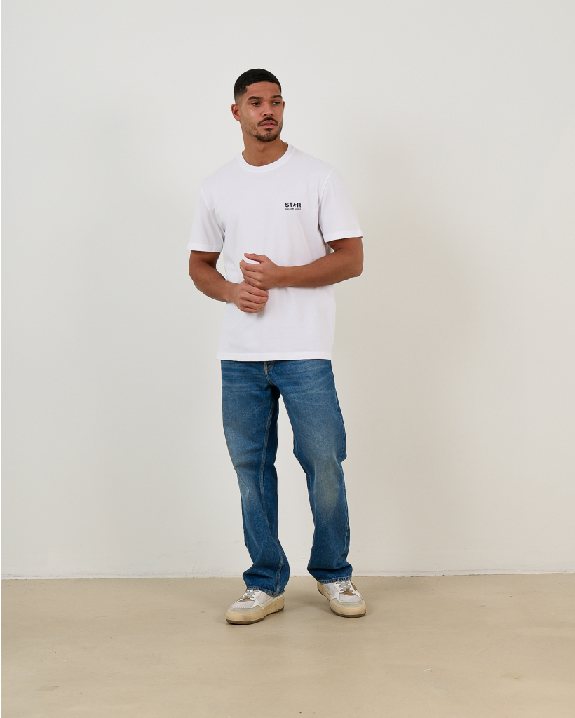 White T-shirt with Black Star and Logo