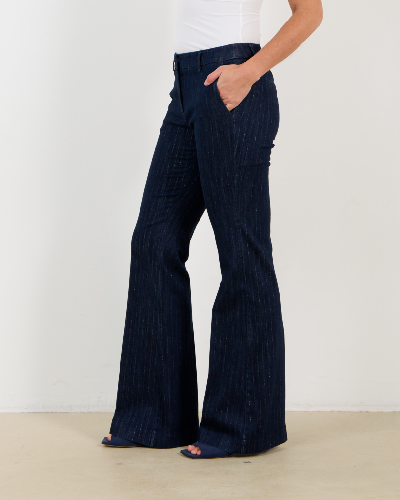 Pinstripe denim trousers