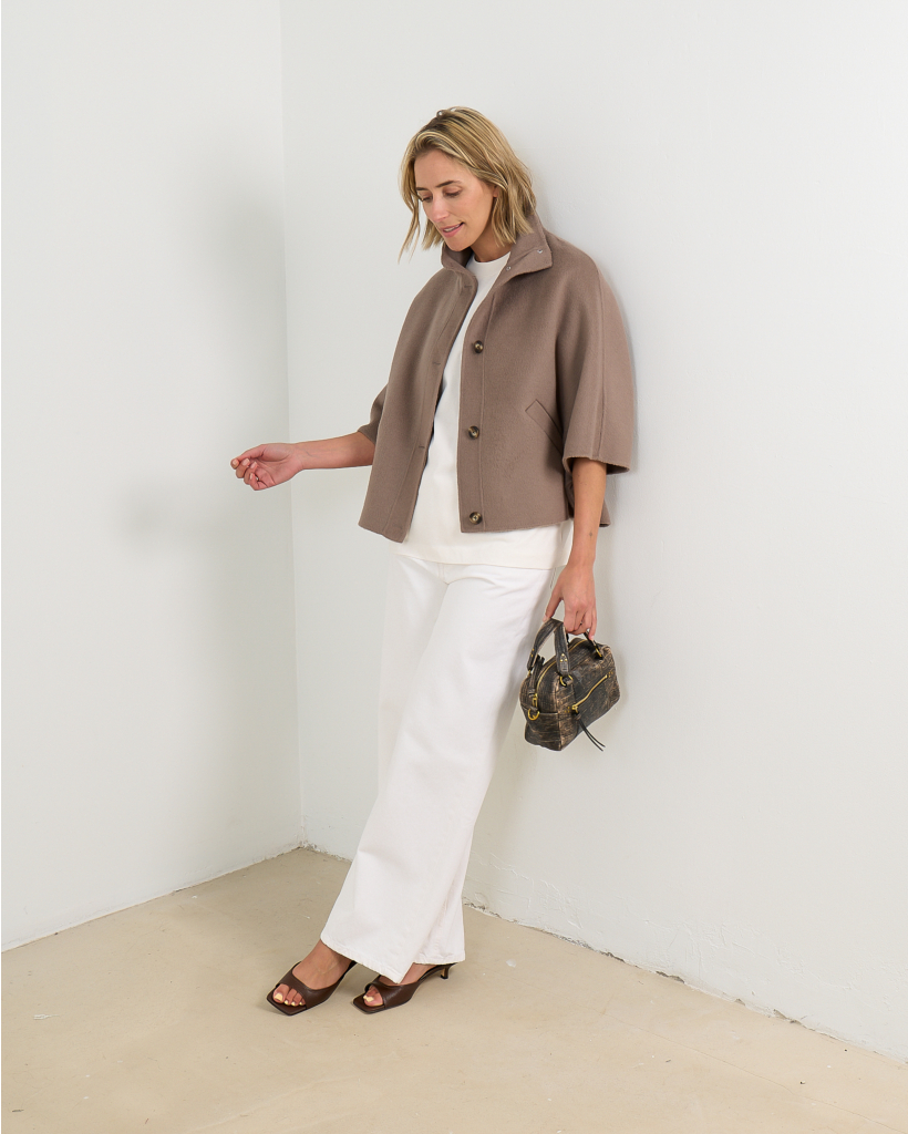 Liv Mantel Met Staande Kraag Stone