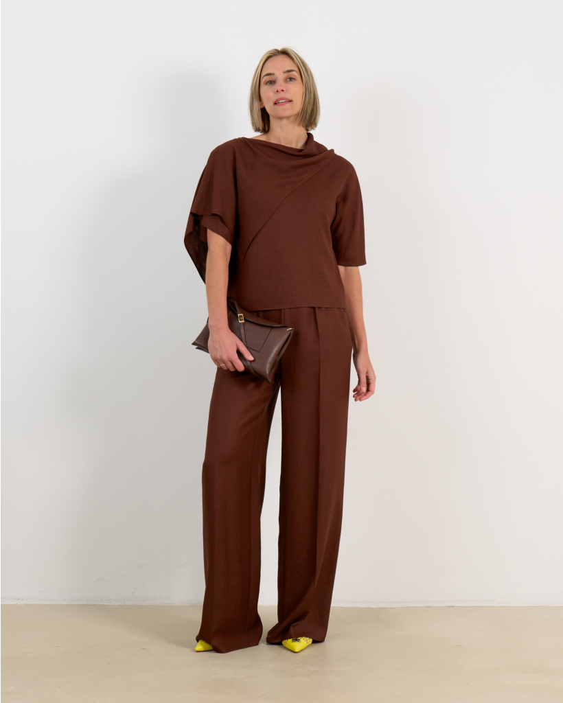 Extra Wide-Leg Brown Trousers