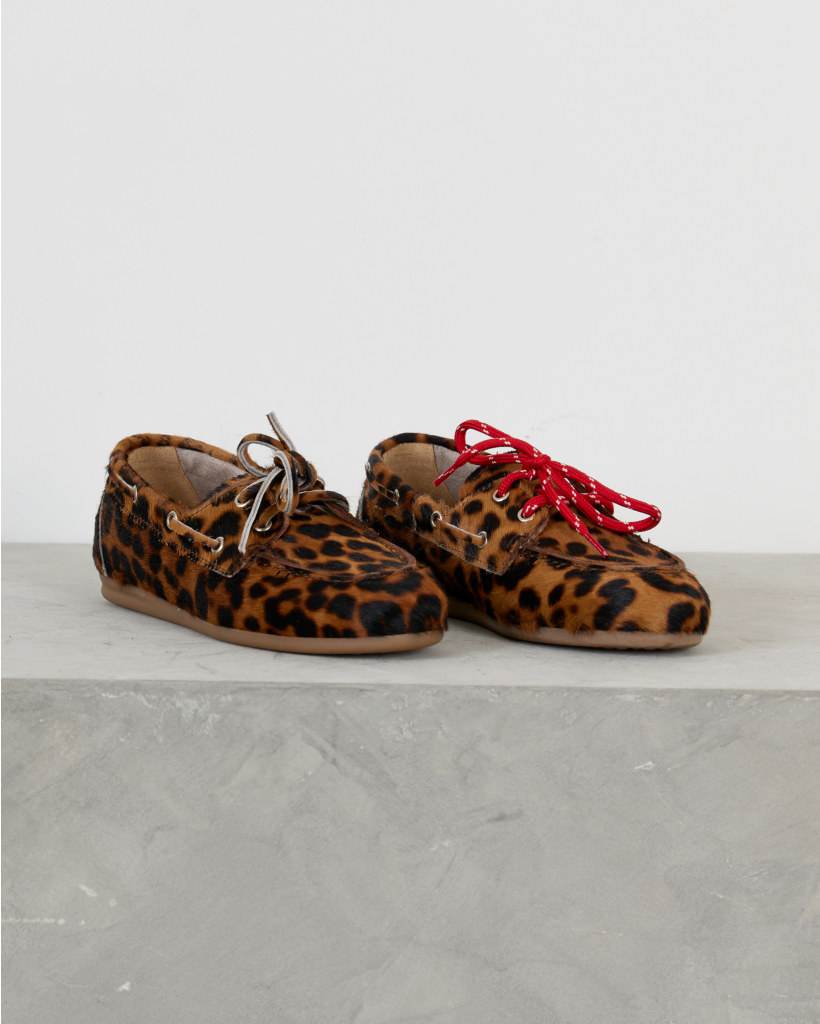 Leopard Boat Loafer Brown