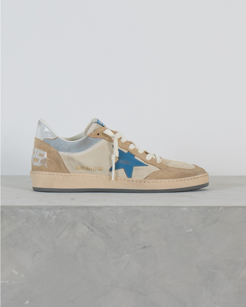 Ball Star Suede Sneaker with Blue Details Marble Silver