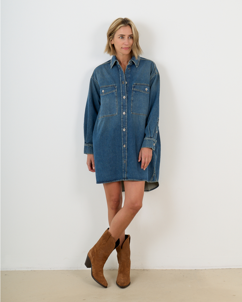 Oversized Denim Shirt Dress
