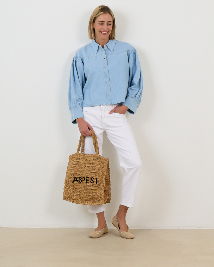 Seleni Cotton Denim Shirt Blouse