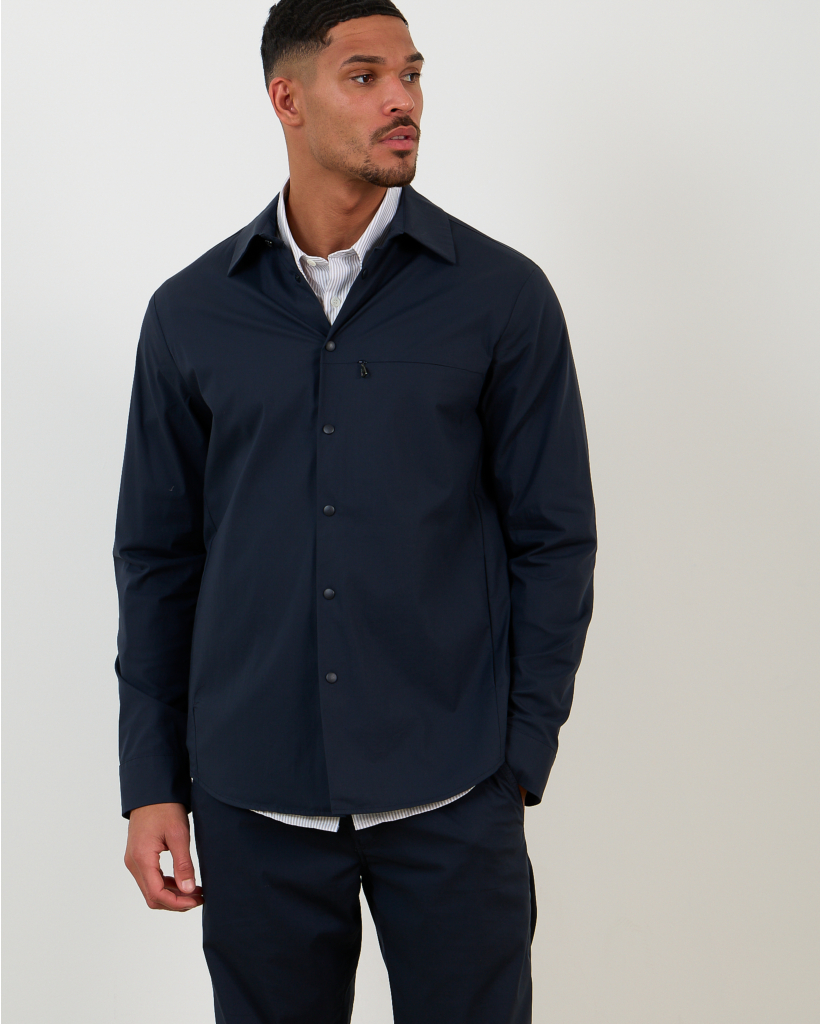 Casual Shirt Dark Blue with Snap-Button Closure