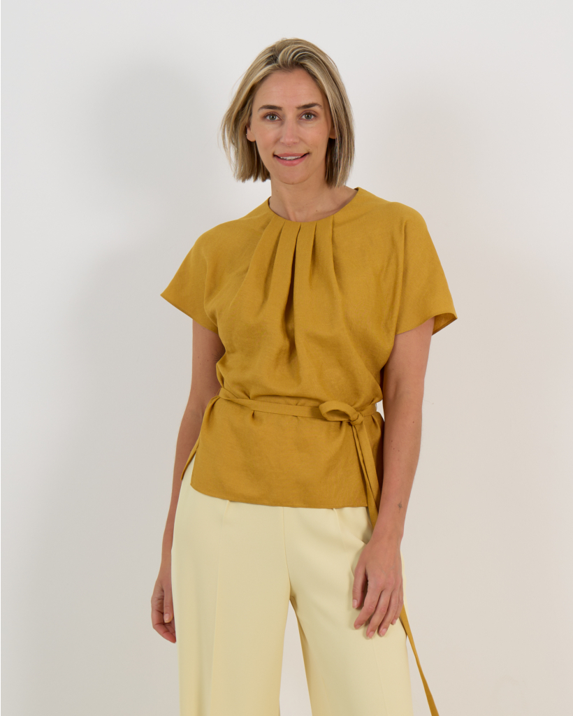 Elton Blouse Short Sleeve Ochre