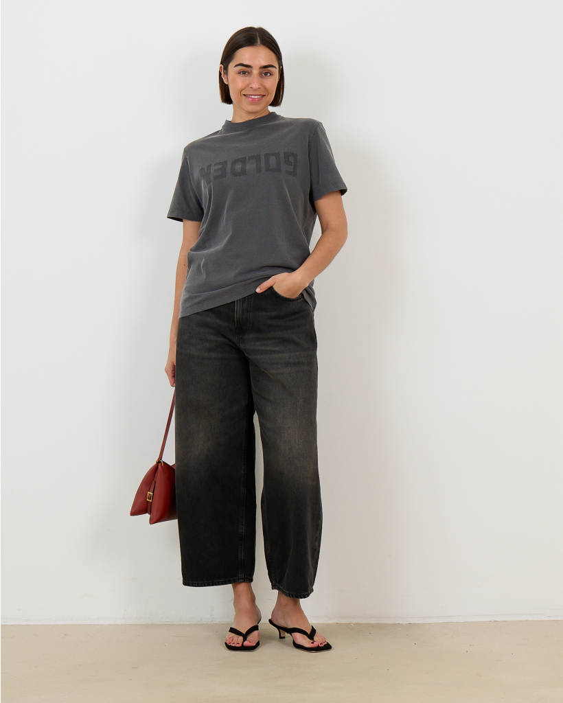 Cropped Roomy Jeans in Mineral Black