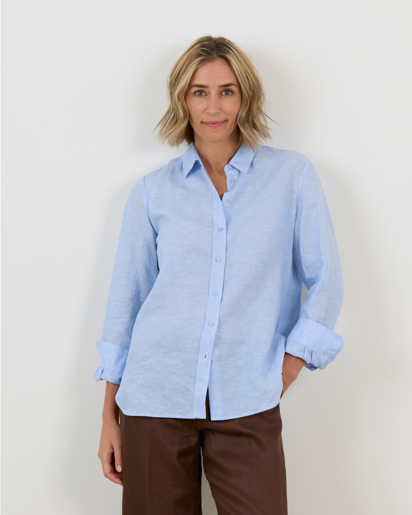 Sky Blue Linen Blouse