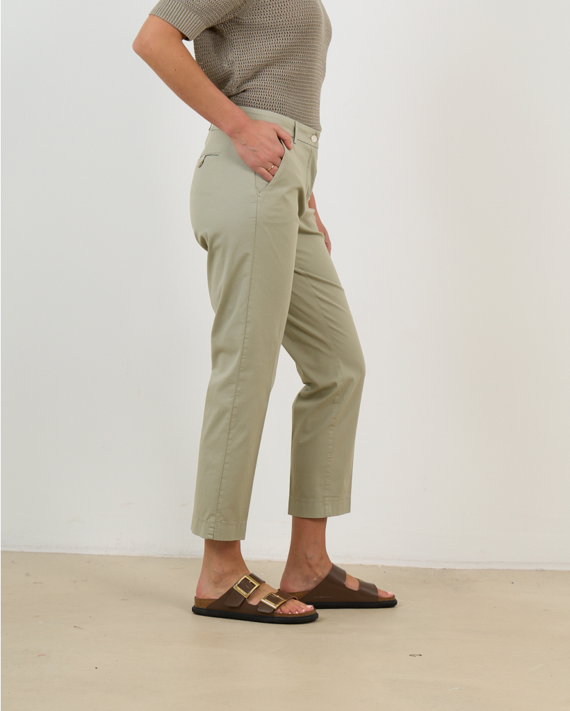 Kiana Regular-Fit Khaki Green Trousers
