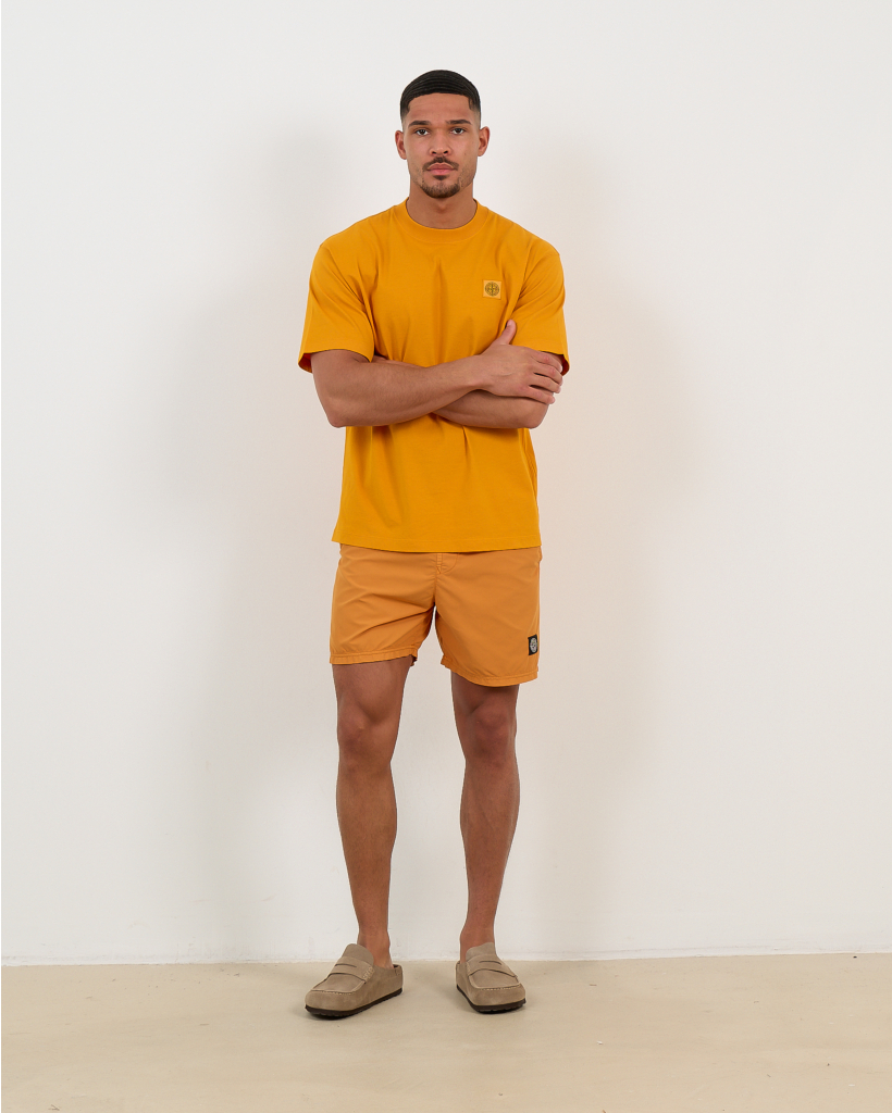 B100B09 Swim Shorts Logo Orange