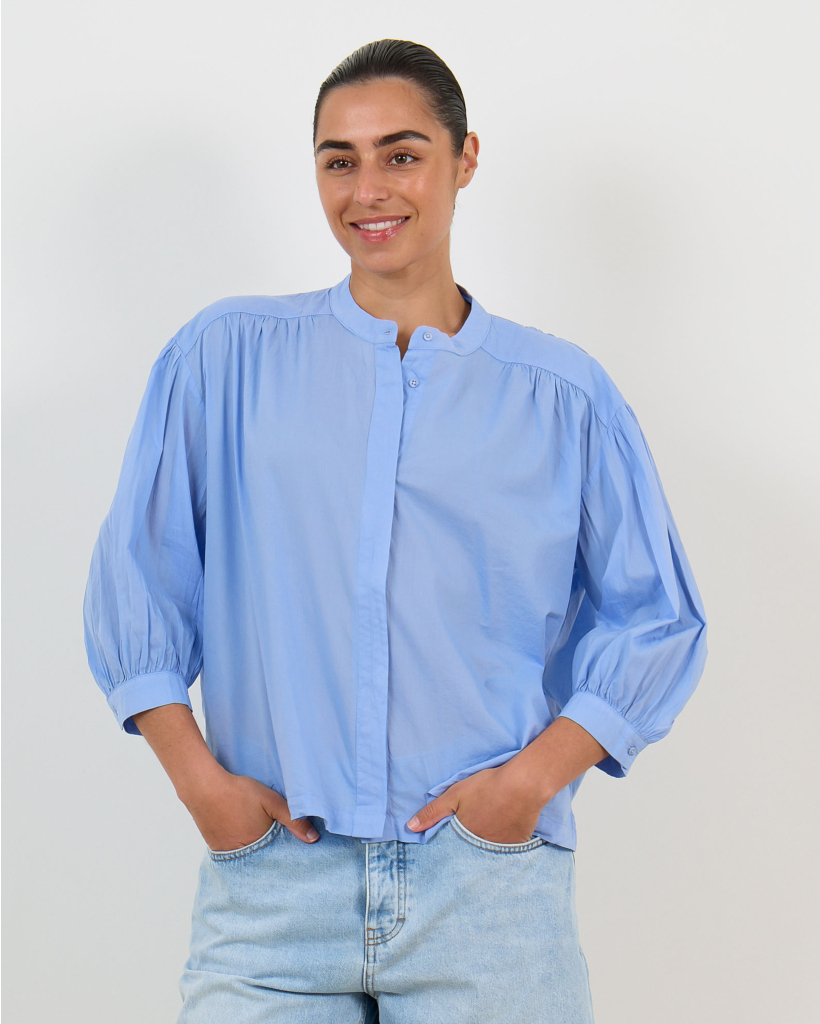 Carla Mandarin Collar Blouse Baltic